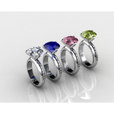 18k gold changeable solitaire gemstone ring