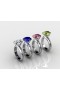 18k Gold Changeable Solitaire Gemstone Ring