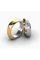 Комбинированные обручальные кольца из золота 18 карат квадратной формы