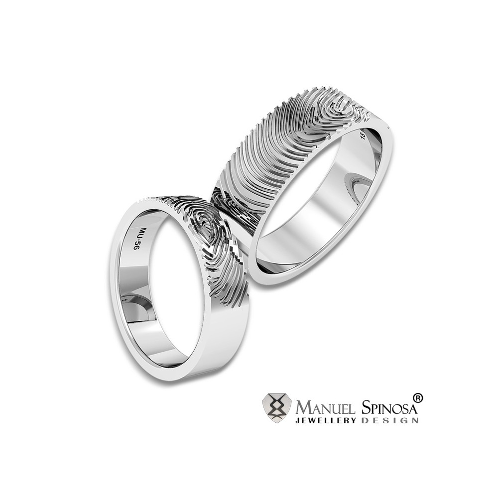 wedding ring set with original fingerprint design