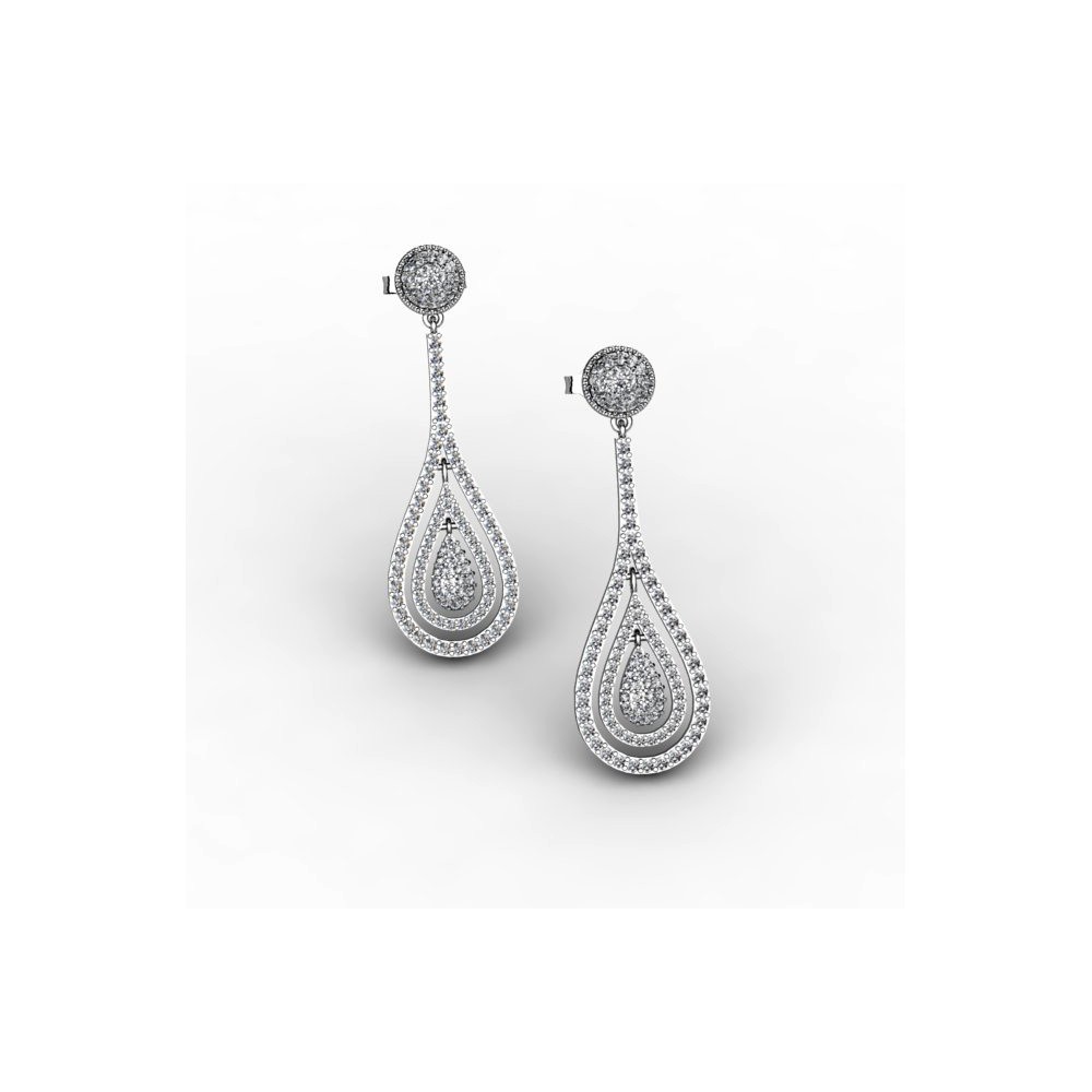 White Gold Earrings with 250 Diamonds