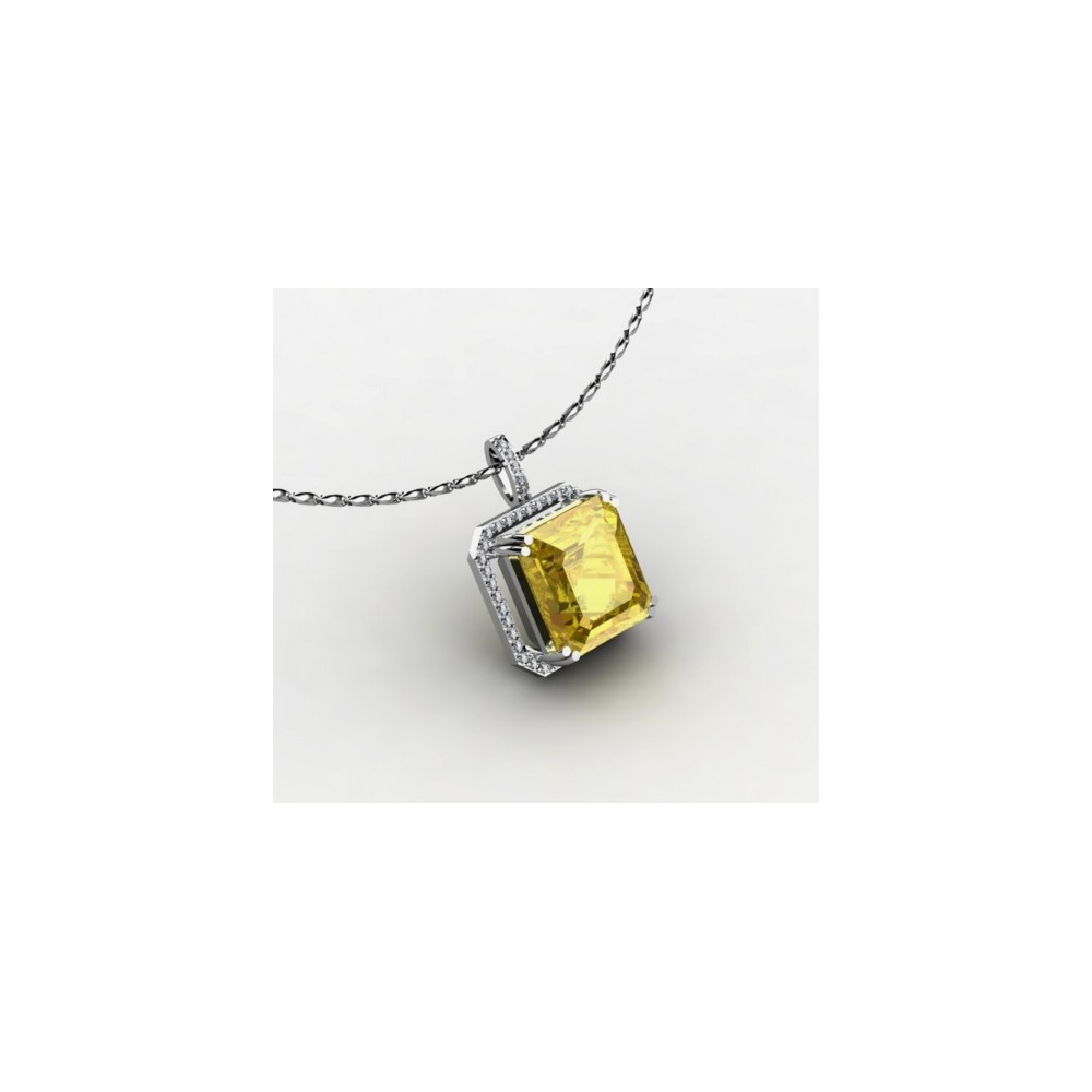 pendant with a citrine gemstone and 45 biamonds