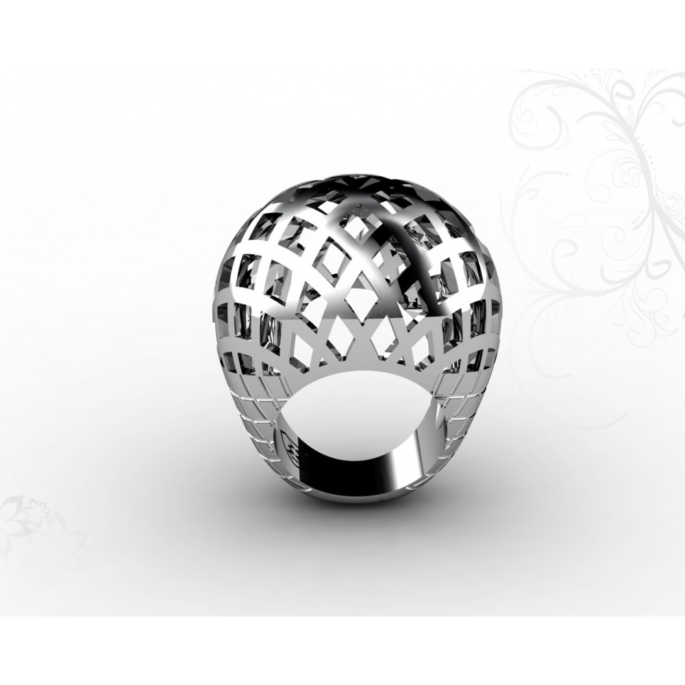 Дизайнерское кольцо из белого золота 18 карат