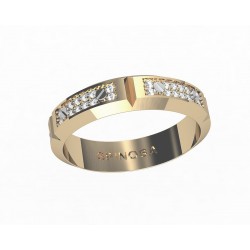 gold wedding ring with a chain drawing an diamonds