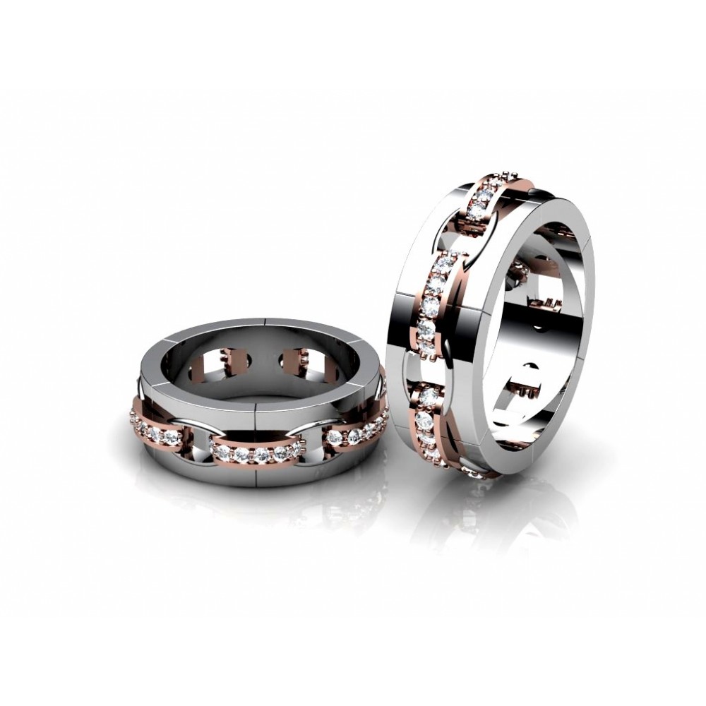 remarkable chain-shaped wedding ring with diamonds