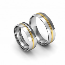 Elegant Modern Yellow-White Gold Wedding Ring
