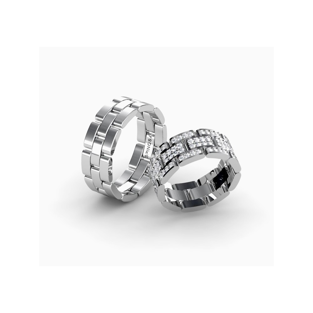 Обручальные кольца в форме цепочки с бриллиантами
