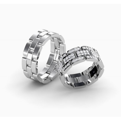 Chain shape wedding ring with Diamonds