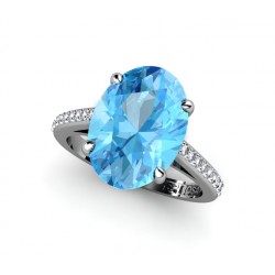 18k gold topaz & diamond gemstone ring