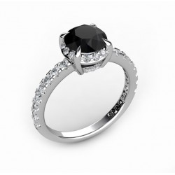 engagement ring with a black central diamond