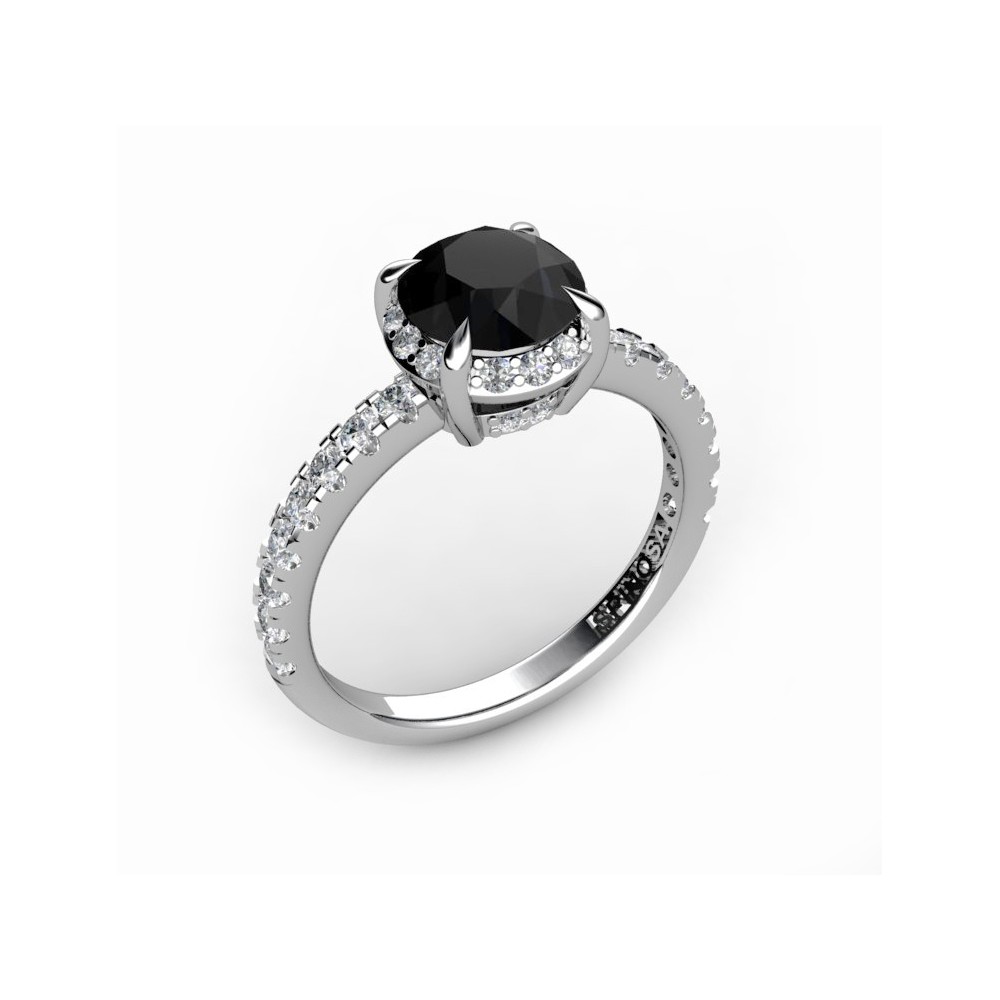 engagement ring with a black central diamond