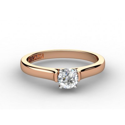 Bicolor 18 Kt. gold engagement ring with diamond