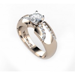elegant engagement ring with central diamond and diamonds in channel