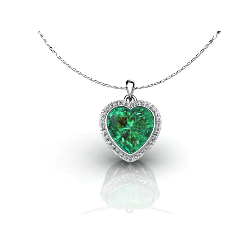 18k Gold pendant with heart shaped green quartz