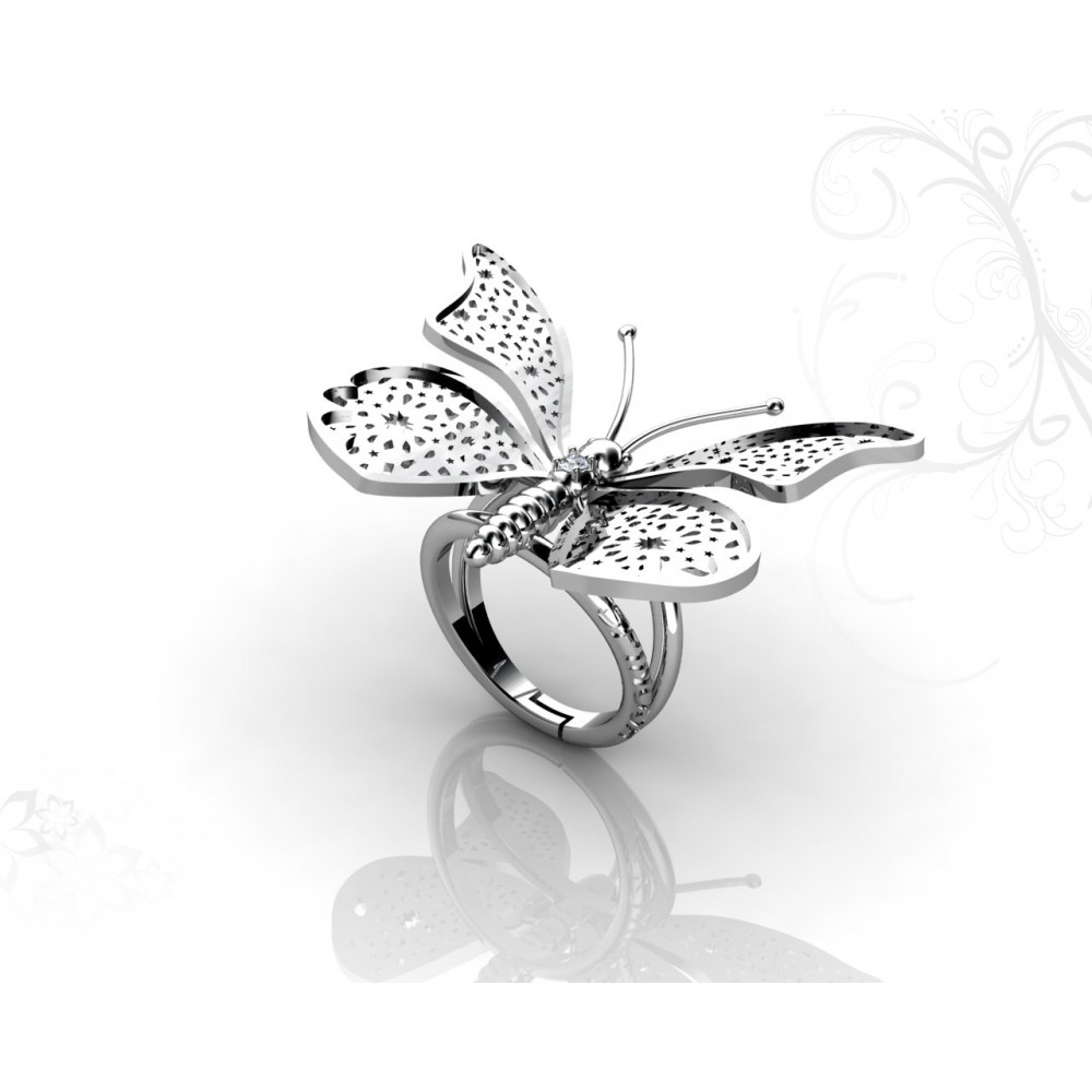 18k Gold Ring with Butterfly Design