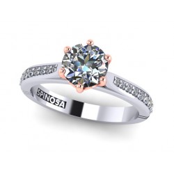 кольцо для помолвки из белого и розового золота 18К с шестью лапками.