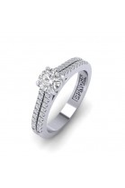 Double Shank Solitaire Ring with Diamonds