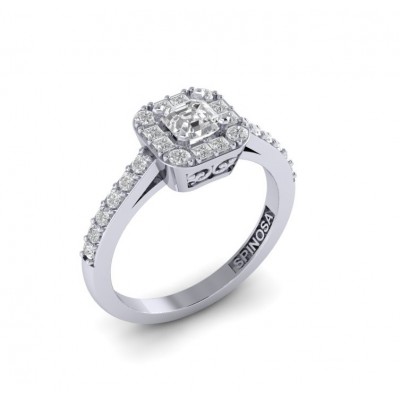 Asscher cut diamond engagement ring