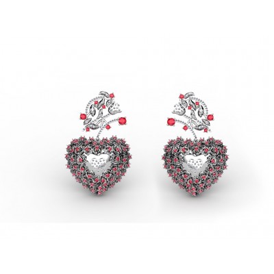 18k Heart and Rose Inspired Gold Earrings