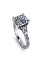 Cushion cut Diamond Trilogy Ring with Baguette