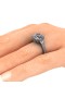 Cushion cut Diamond Trilogy Ring with Baguette 