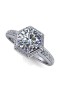 Solitaire Diamond Ring with Hexagonal Halo