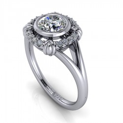 Brilliant with Bezel setting Ring and Diamond Halo