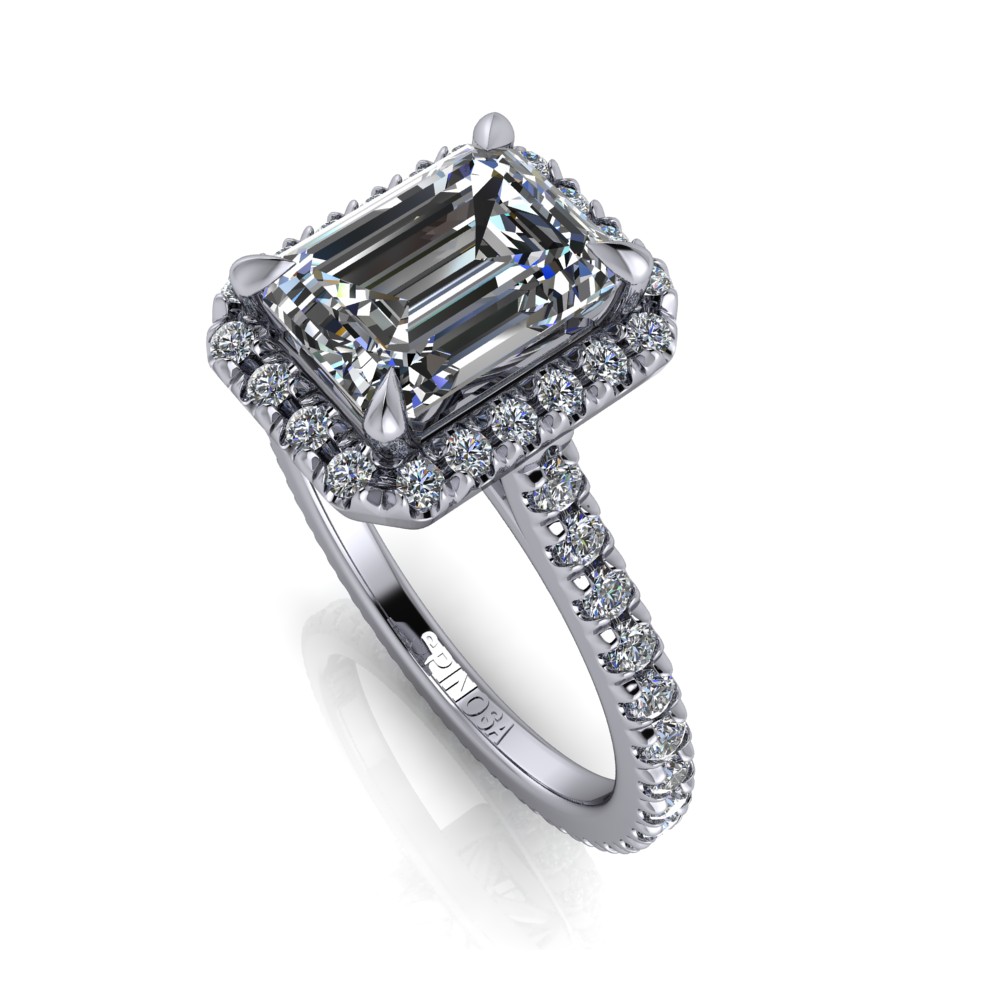 Emerald Cut Engagement Ring with Brilliants