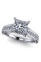 Vintage Style Ring with Princess cut Diamond and Accents