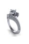 Four claws Brilliant Ring with Diamond Pave