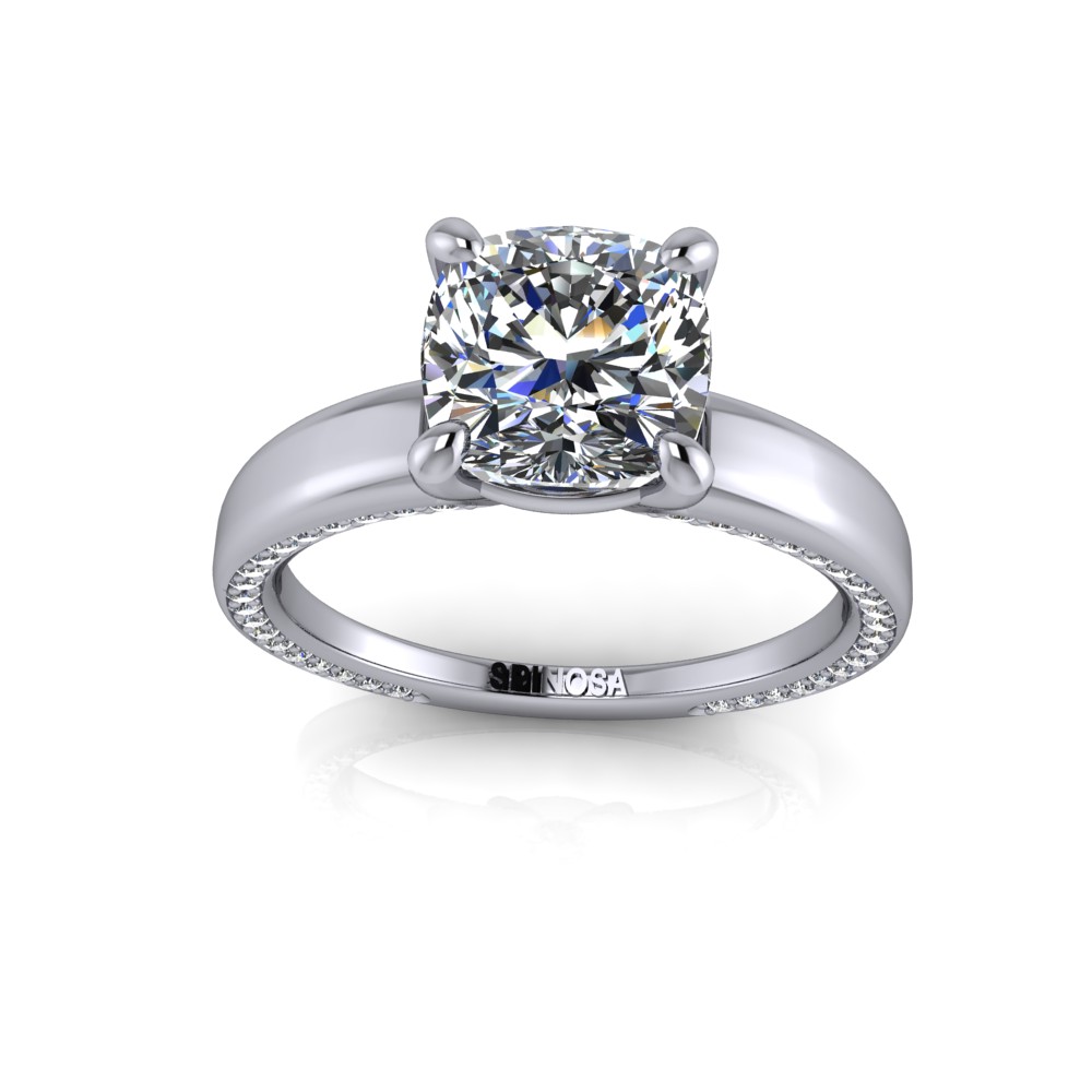 4 Claws Solitaire Ring with Diamonds