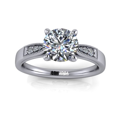 Solitaire Brilliant Ring with lateral filigree
