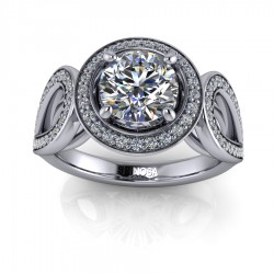 Solitaire brilliant cut Ring with accents