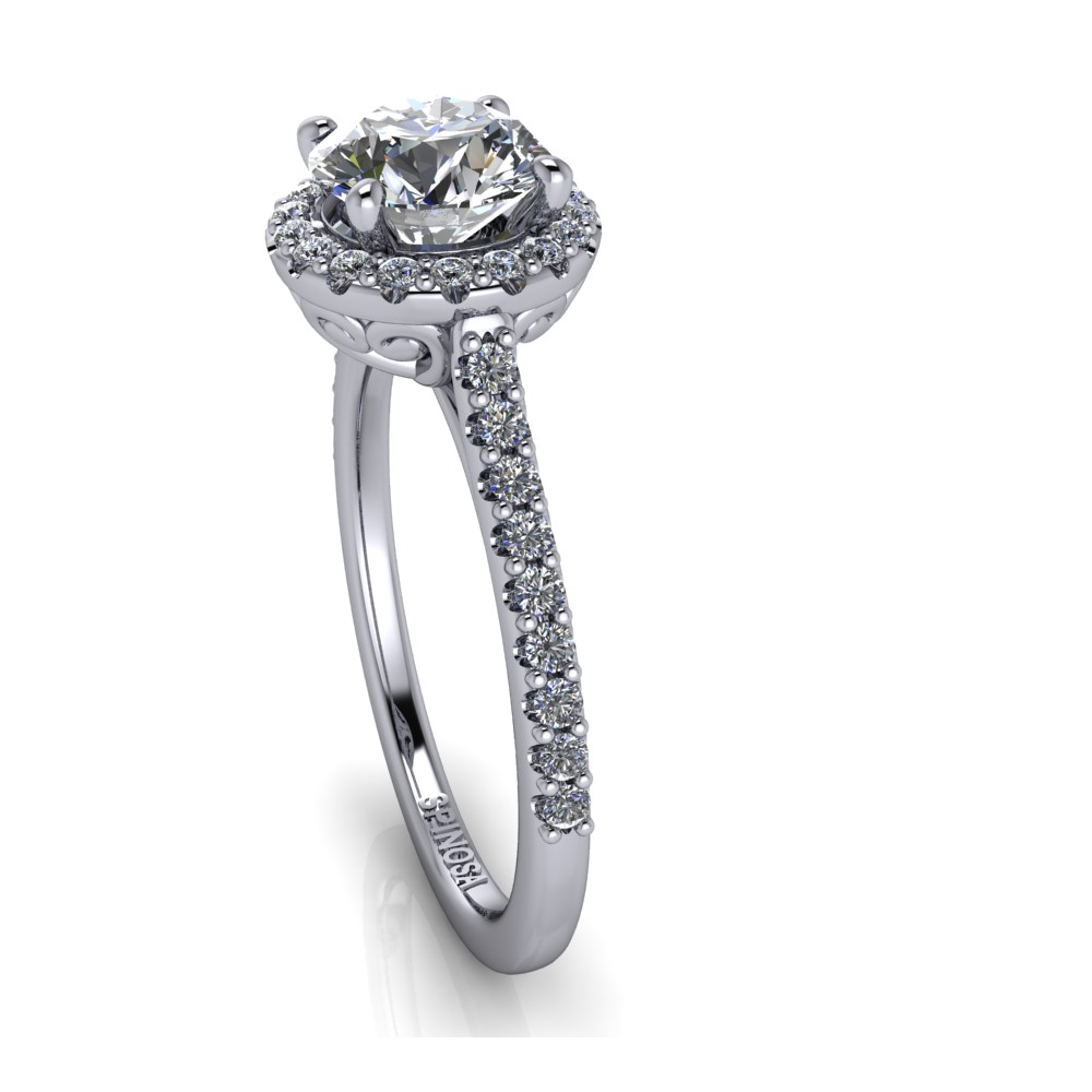Cushion Cut Diamond Ring with Halo and Accents