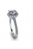 Cushion Cut Diamond Ring with Halo and Accents