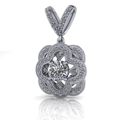 Vintage Style Diamond Pendant with doble Ring