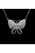 Diamond Pavé Butterfly Pendant in White Gold