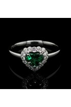 HEART SHAPE COLOMBIAN EMERALD AND DIAMONDS RING