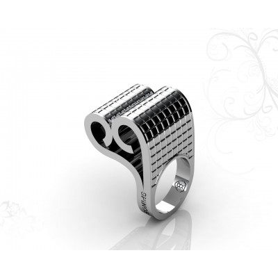 Эксклюзивное дизайнерское кольцо из белого золота 18К
