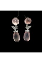 BUTTERFLY EARRINGS WITH DIAMONDS AND ROSE QUARTZ