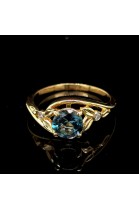 SOLITAIRE RING WITH BLUE TOPAZ AND DIAMONDS