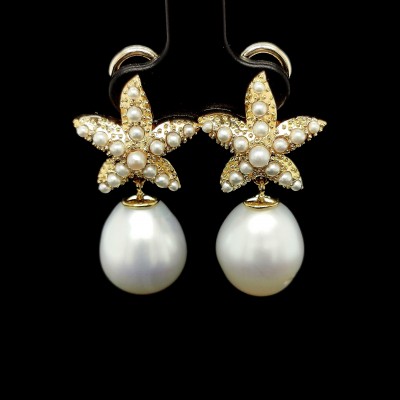 STARFISH EARRINGS WITH SOUTH SEA PEARLS
