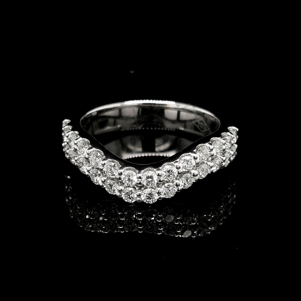 V SHAPE WEDDING RING WITH DIAMONDS