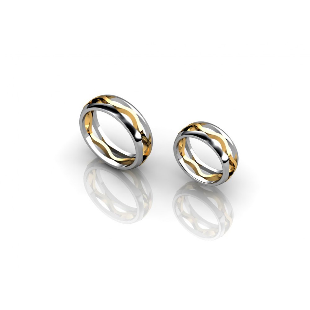  Комбинированные обручальные кольца из золота 18 карат