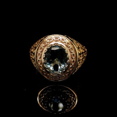 YELLOW GOLD MENS RING WITH TOPAZ
