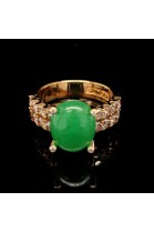 GREEN JADE RING WITH ACCENT DIAMONDS