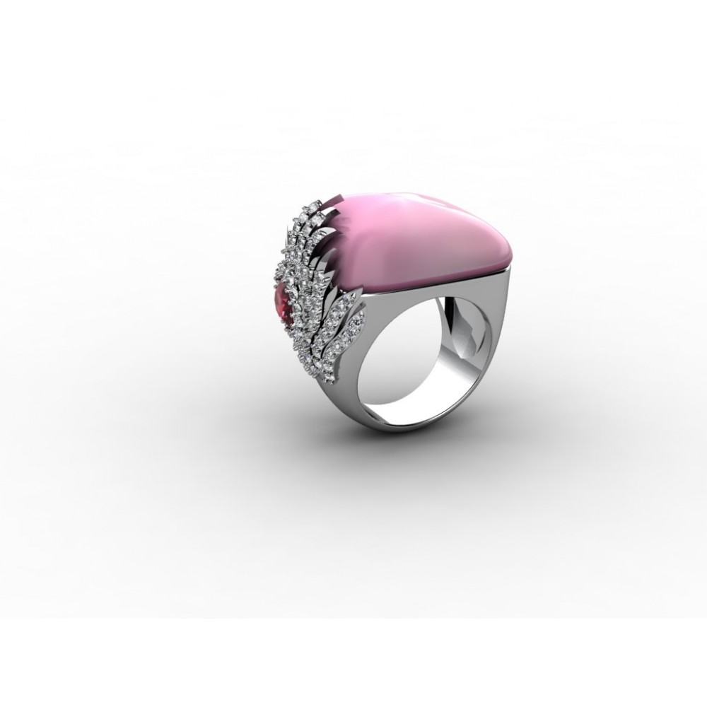 18k Pink Quartz White Gold Ring