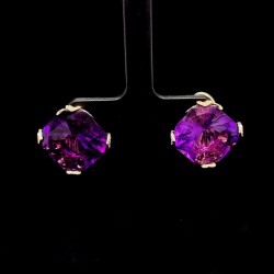 PINK GOLD EARRINGS WITH AMETHYST