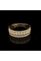 YELLOW GOLD RING WITH 4 ROWS OF DIAMONDS
