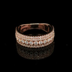 PINK GOLD RING WITH 4 ROWS OF DIAMONDS